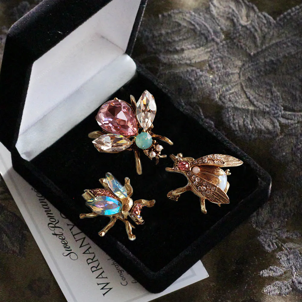 Set of 3 Vintage Bee Pins Opal Pastels P5280 sold by Sweet Romance product image thumbnail 2