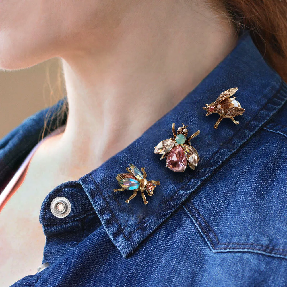 Set of 3 Vintage Bee Pins Opal Pastels P5280 sold by Sweet Romance product image thumbnail 3