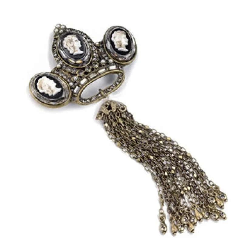 Vintage Cameo Crown Pin w/ tassel P470 sold by Sweet Romance