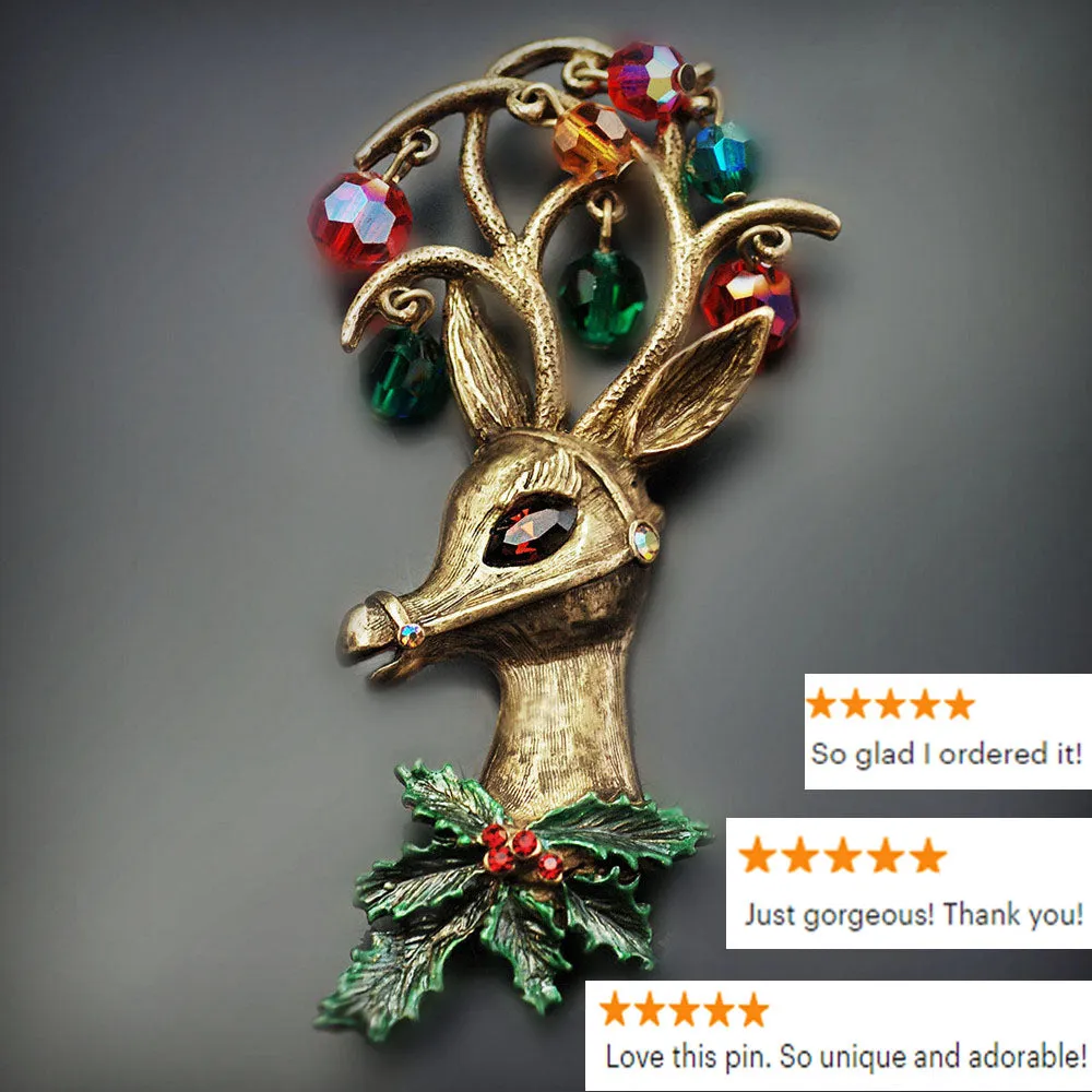Retro Rudy Rudolf the Reindeer Pin sold by Sweet Romance product image thumbnail 3