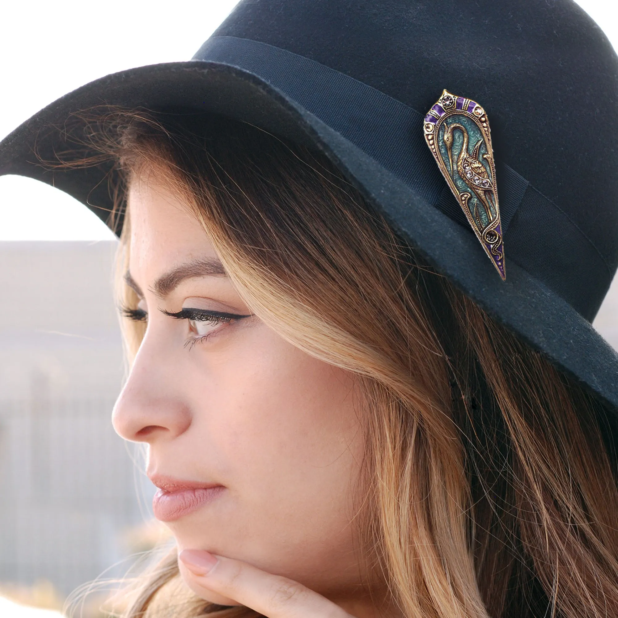 Enamel Egret Art Nouveau Pin Pendant P144 sold by Sweet Romance product image thumbnail 3