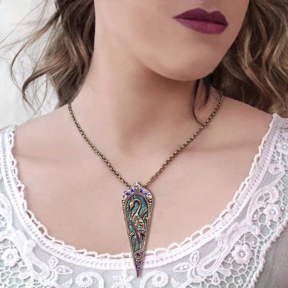 Enamel Egret Art Nouveau Pin Pendant P144 sold by Sweet Romance product image thumbnail 2