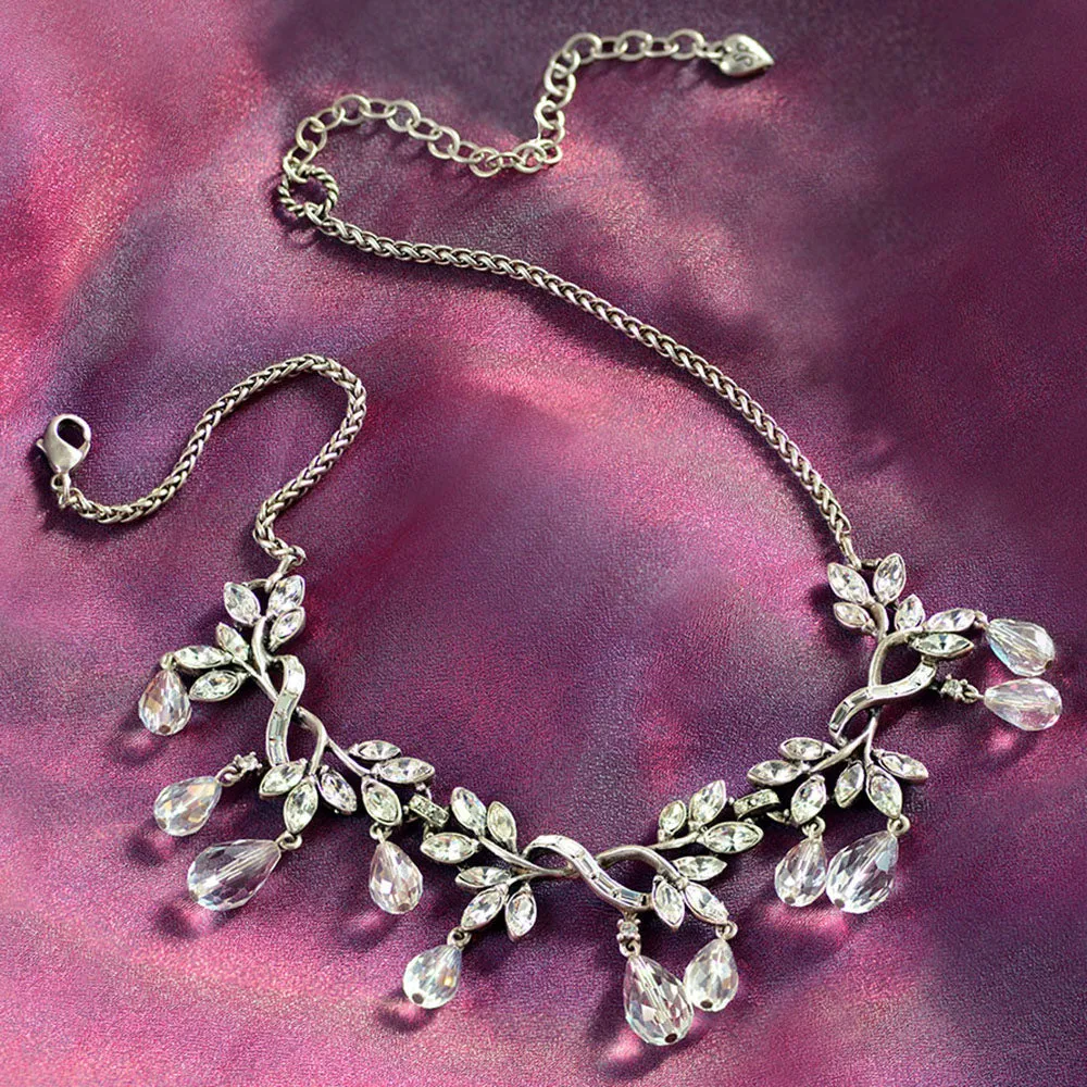 Silver Vintage Crystal Statement Necklace sold by Sweet Romance
