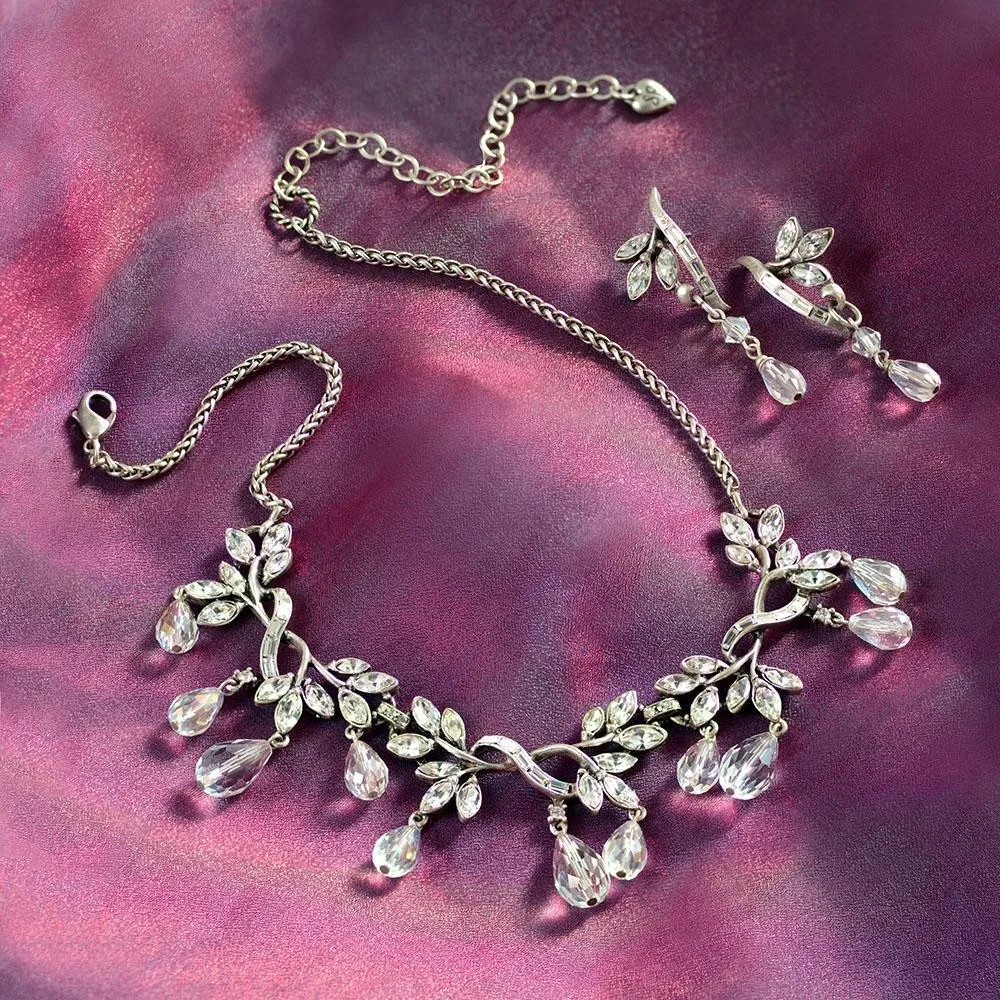 Silver Vintage Crystal Statement Necklace sold by Sweet Romance product image thumbnail 2