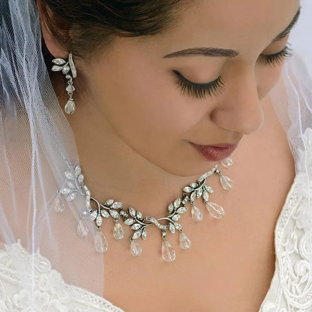 Silver Vintage Crystal Statement Necklace sold by Sweet Romance product image thumbnail 4