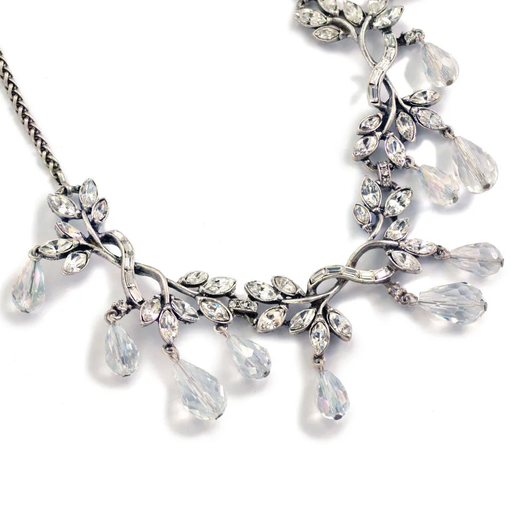 Silver Vintage Crystal Statement Necklace sold by Sweet Romance product image thumbnail 5