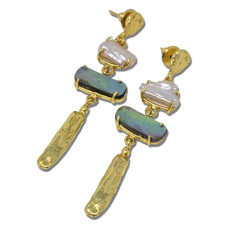 Pearl & Abalone Shell Statement Earrings sold by T&C Floral Company