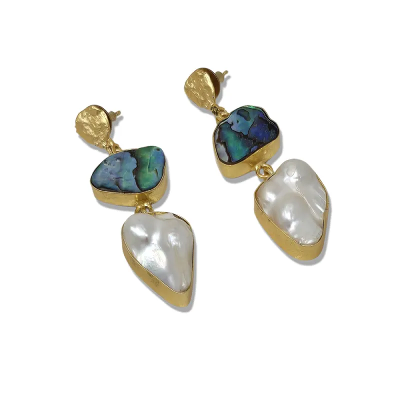 Abalone Shell & Mother of Pearl Dangle Earrings sold by T&C Floral Company