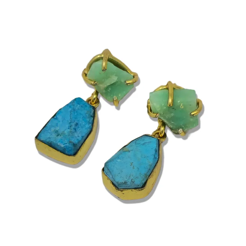 Chrysoprase & Turquoise Dangle Earrings sold by T&C Floral Company