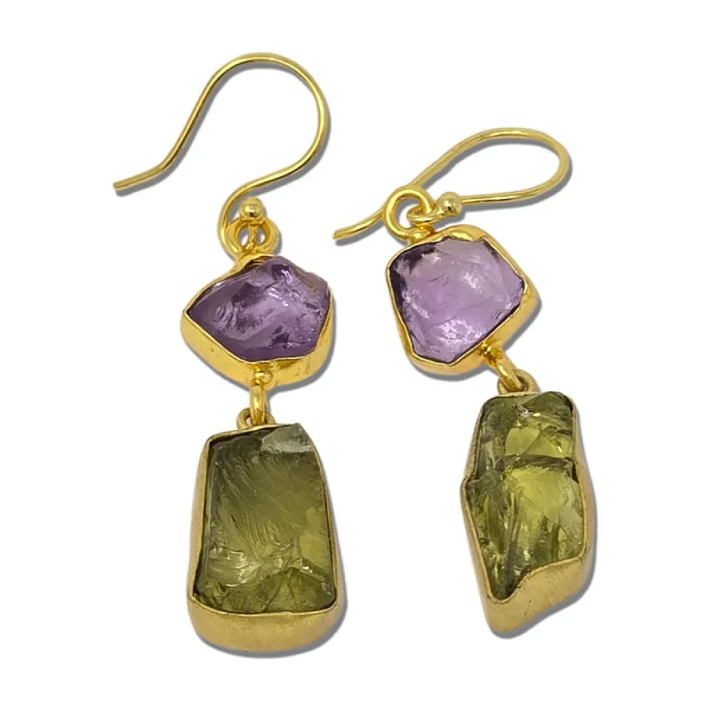 Amethyst & Green Amethyst Dangle Earrings sold by T&C Floral Company