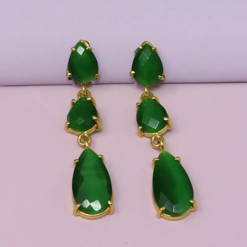 3 Tier Green Dangle Earrings sold by T&C Floral Company