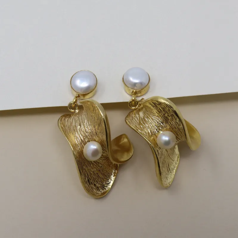 Gold & Pearl Earring sold by T&C Floral Company