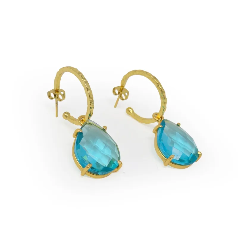 Aquamarine Teardrop Hoop Earrings sold by T&C Floral Company