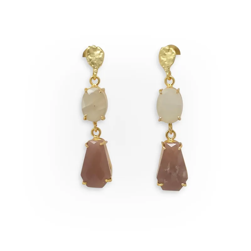 Moonstone and Blush Geometric Earrings sold by T&C Floral Company