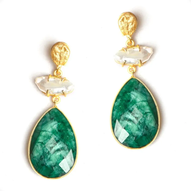 Emerald and Pearl Statement Drops sold by T&C Floral Company