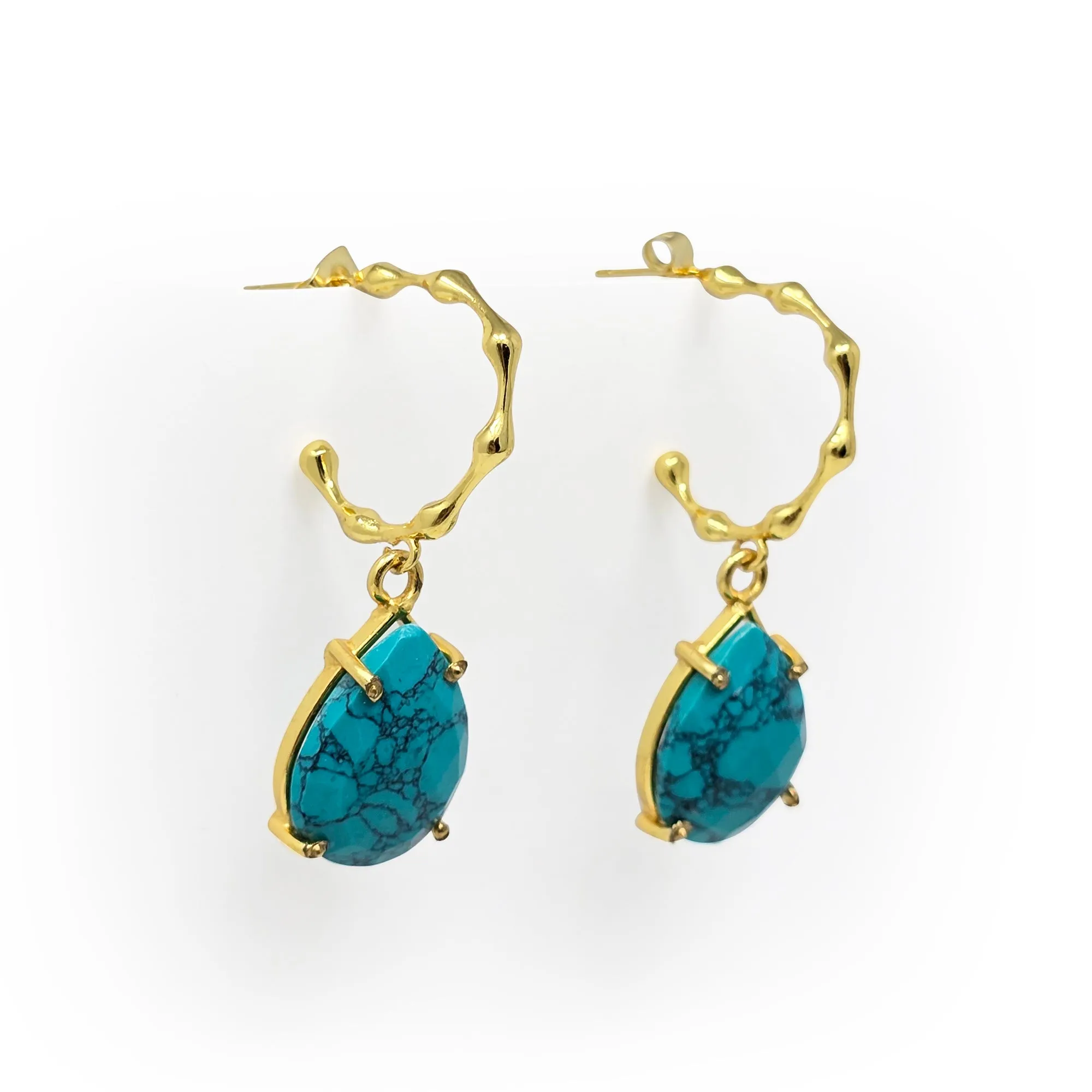 Turquoise Organic Hoop Earrings sold by T&C Floral Company