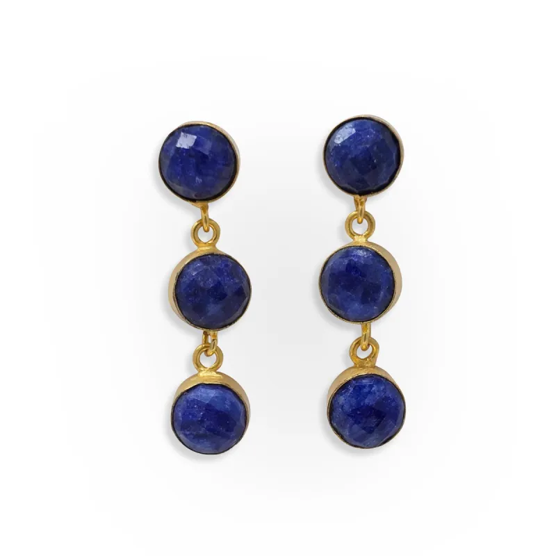 Sapphire Color Trio Drop Earrings sold by T&C Floral Company