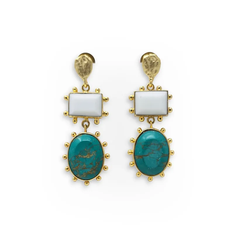Turquoise and White Statement Earrings sold by T&C Floral Company