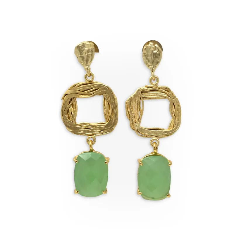 Green Chalcedony and Geometric Earrings sold by T&C Floral Company