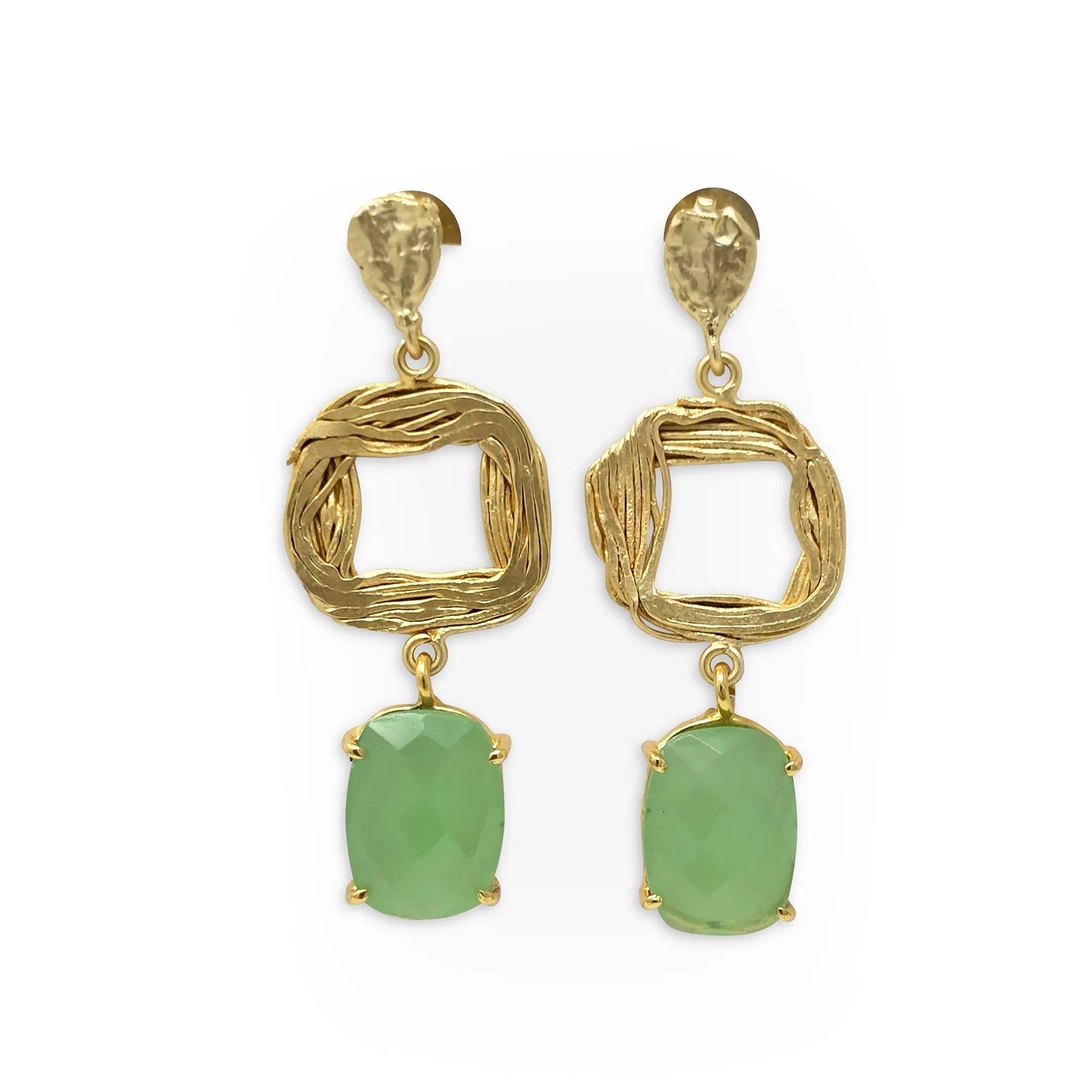 Green Chalcedony and Geometric Earrings sold by T&C Floral Company