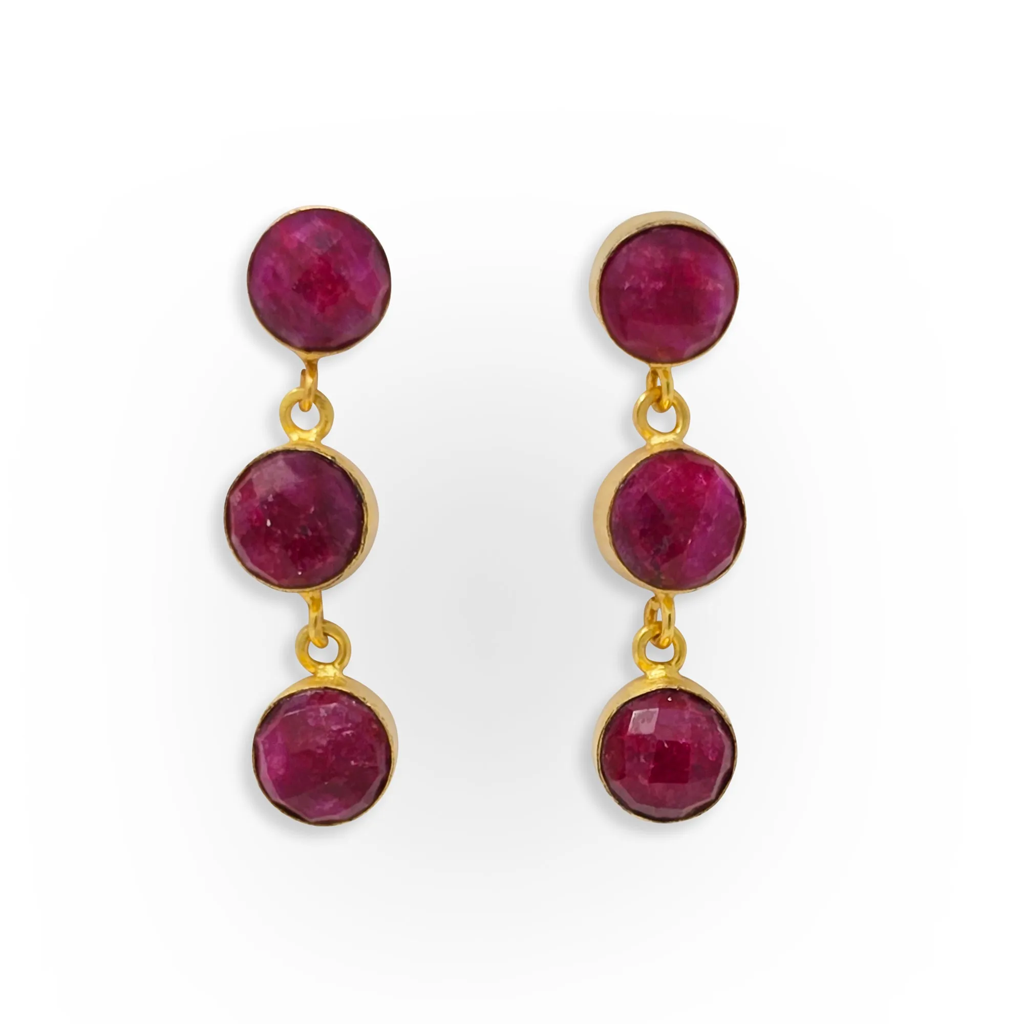 Ruby Colored Trio Dangle Earrings sold by T&C Floral Company