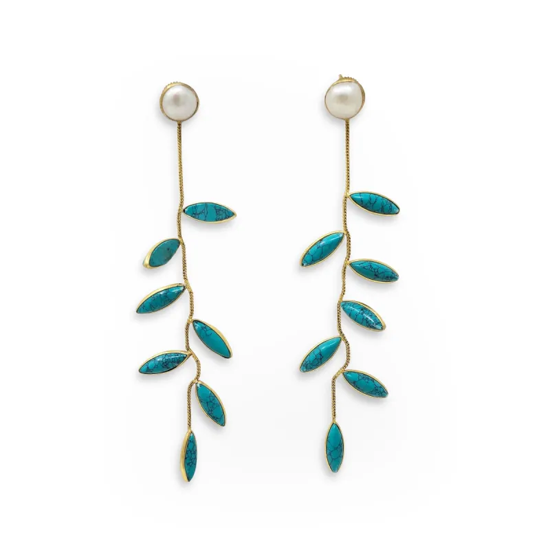 Turquoise Vine Drop Earrings sold by T&C Floral Company