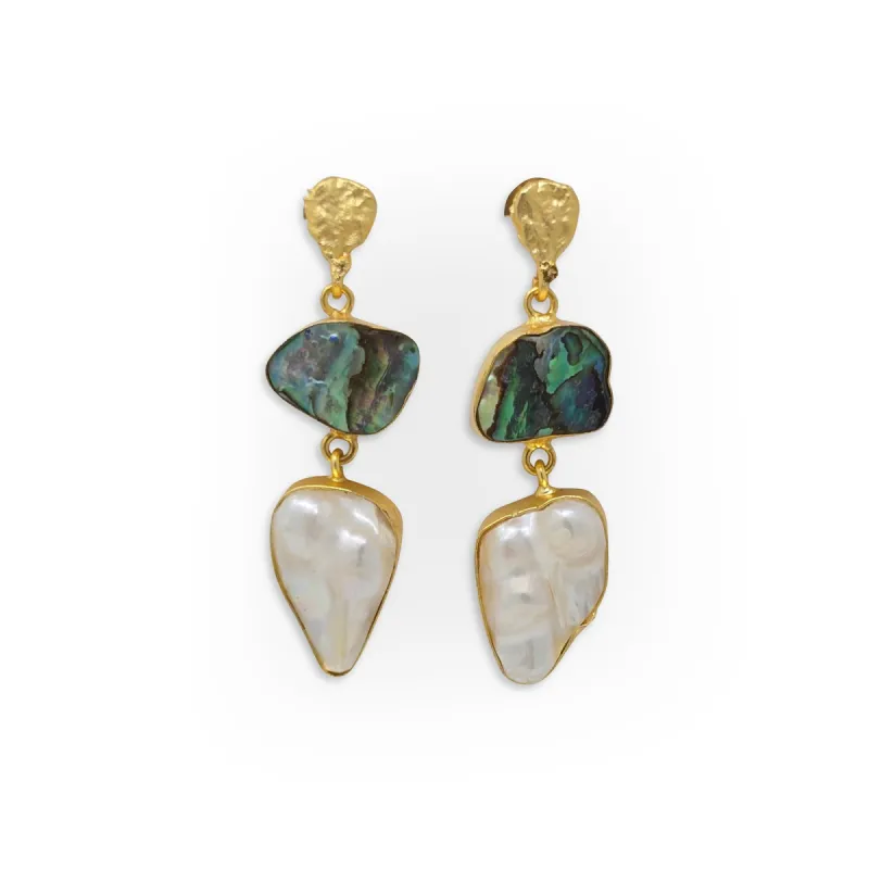 Abalone and Pearl Drop Earrings sold by T&C Floral Company