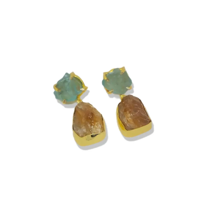 Sky Apatite and Honey Citrine Dangle Earrings sold by T&C Floral Company