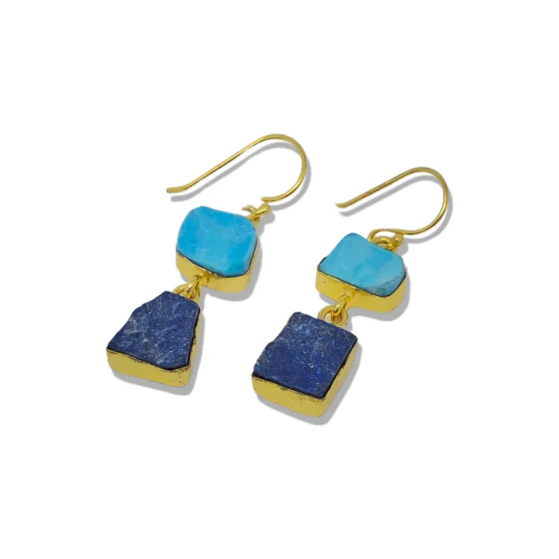 Blue Opal and Lapis Lazuli Dangle Earrings sold by T&C Floral Company