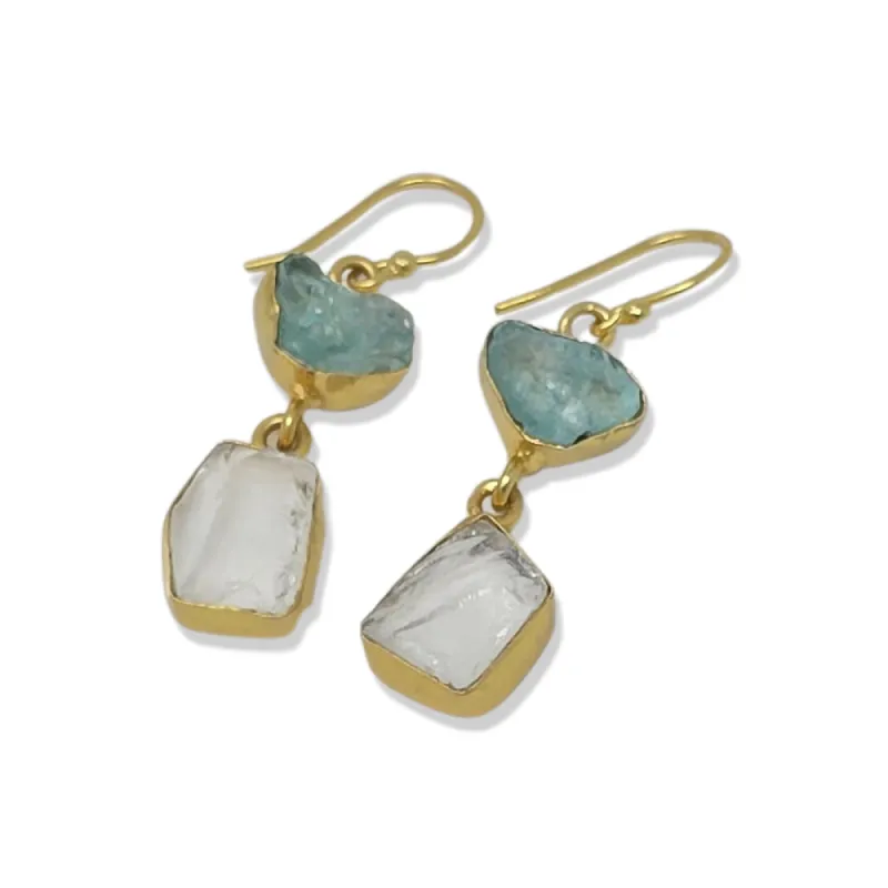 Aquamarine and Rose Quartz Dangle Earrings sold by T&C Floral Company