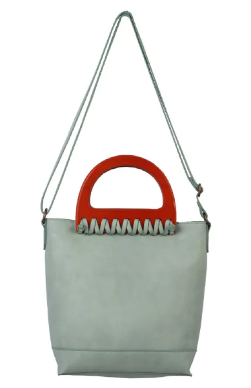 Lea Wood Handle Satchel in Mint sold by T-Shirt & Jeans