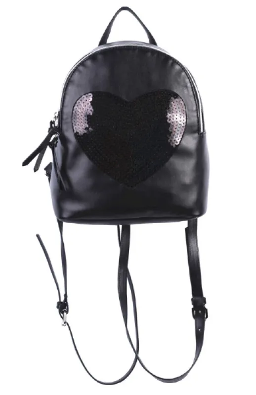 Sparkle Heart Backpack in Black sold by T-Shirt & Jeans