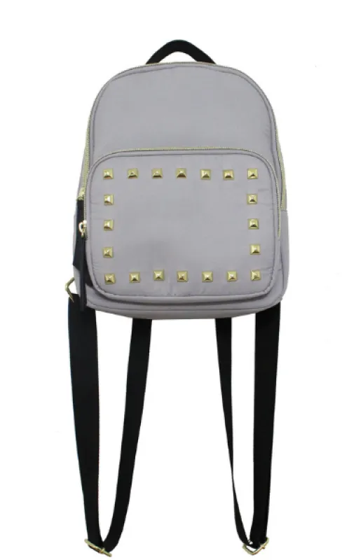 Nylon Backpack With Studs in Grey sold by T-Shirt & Jeans