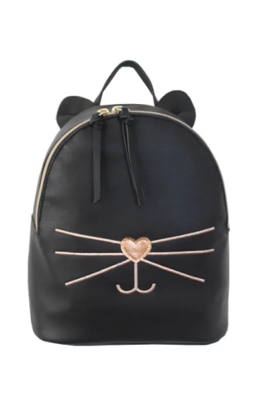 Check Meowt Backpack in Black & Rose Gold sold by T-Shirt & Jeans