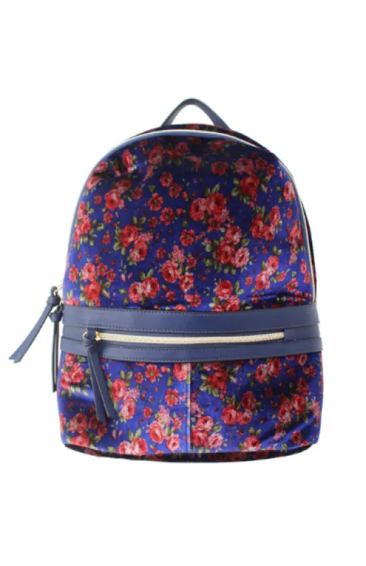 Velvet Floral Backpack in Blue sold by T-Shirt & Jeans