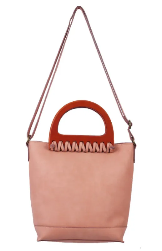 Lea Wood Handle Satchel in Blush sold by T-Shirt & Jeans
