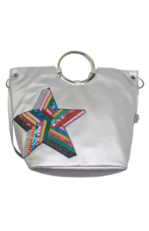 For the Record Ring Tote in Silver sold by T-Shirt & Jeans