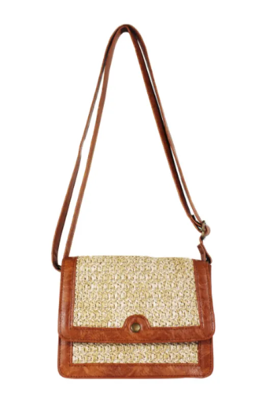 Milo Flap Crossbody in Cognac & Straw made by T-Shirt & Jeans