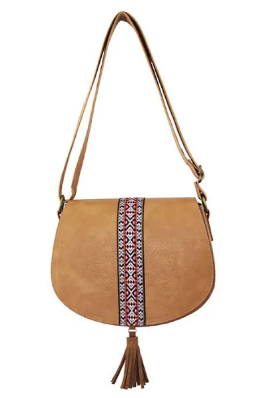 Saddle Bag with Ribbon and Tassel in Brown sold by T-Shirt & Jeans