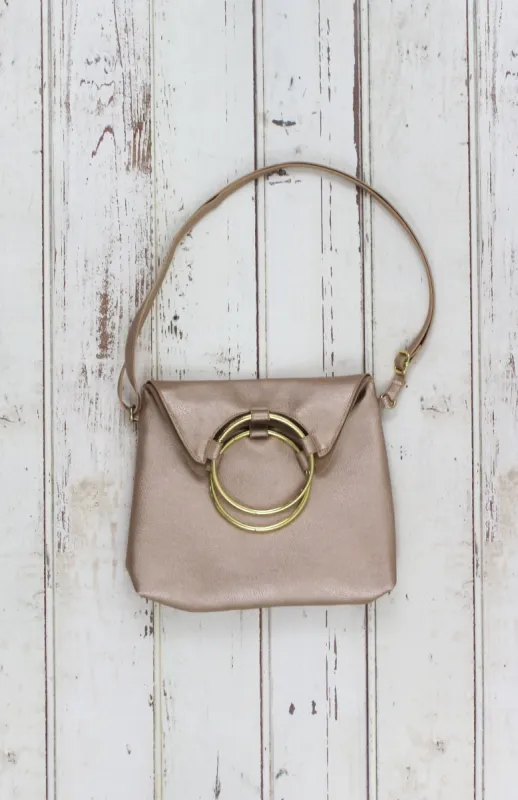 Lexi Ring Fold-over Satchel in Rose Gold sold by T-Shirt & Jeans