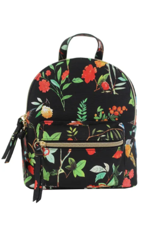 Summer Blooms Backpack in Black & Poppy sold by T-Shirt & Jeans