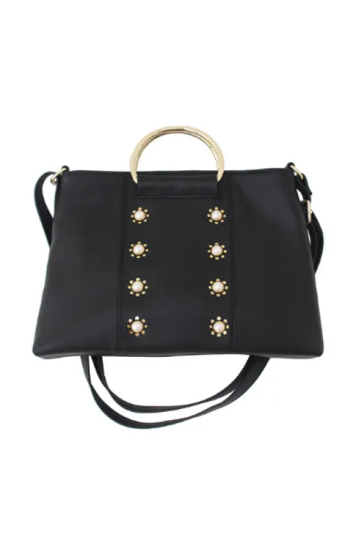 Pearled Ring Satchel in Black sold by T-Shirt & Jeans