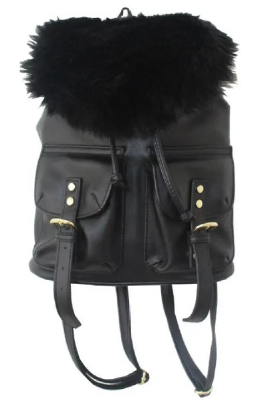 Fur Backpack in Black sold by T-Shirt & Jeans