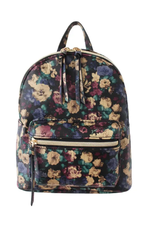 Summer Blooms Backpack in Black & Ivory sold by T-Shirt & Jeans