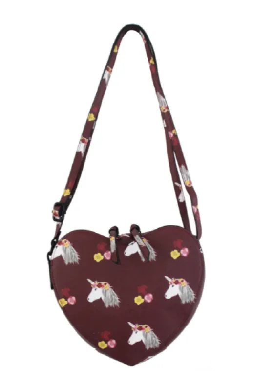 Maxine Heart Crossbody in Burgundy sold by T-Shirt & Jeans