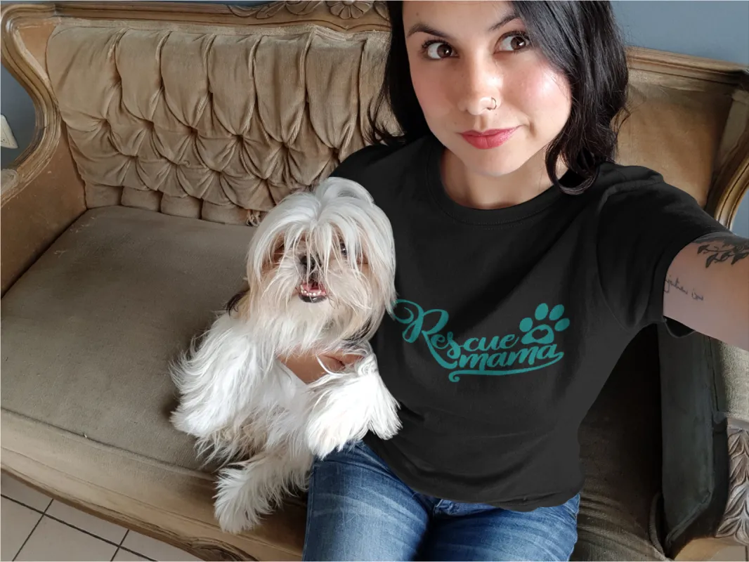 Rescue Mama T-Shirt (Teal Text) sold by T-Shirt Addicts