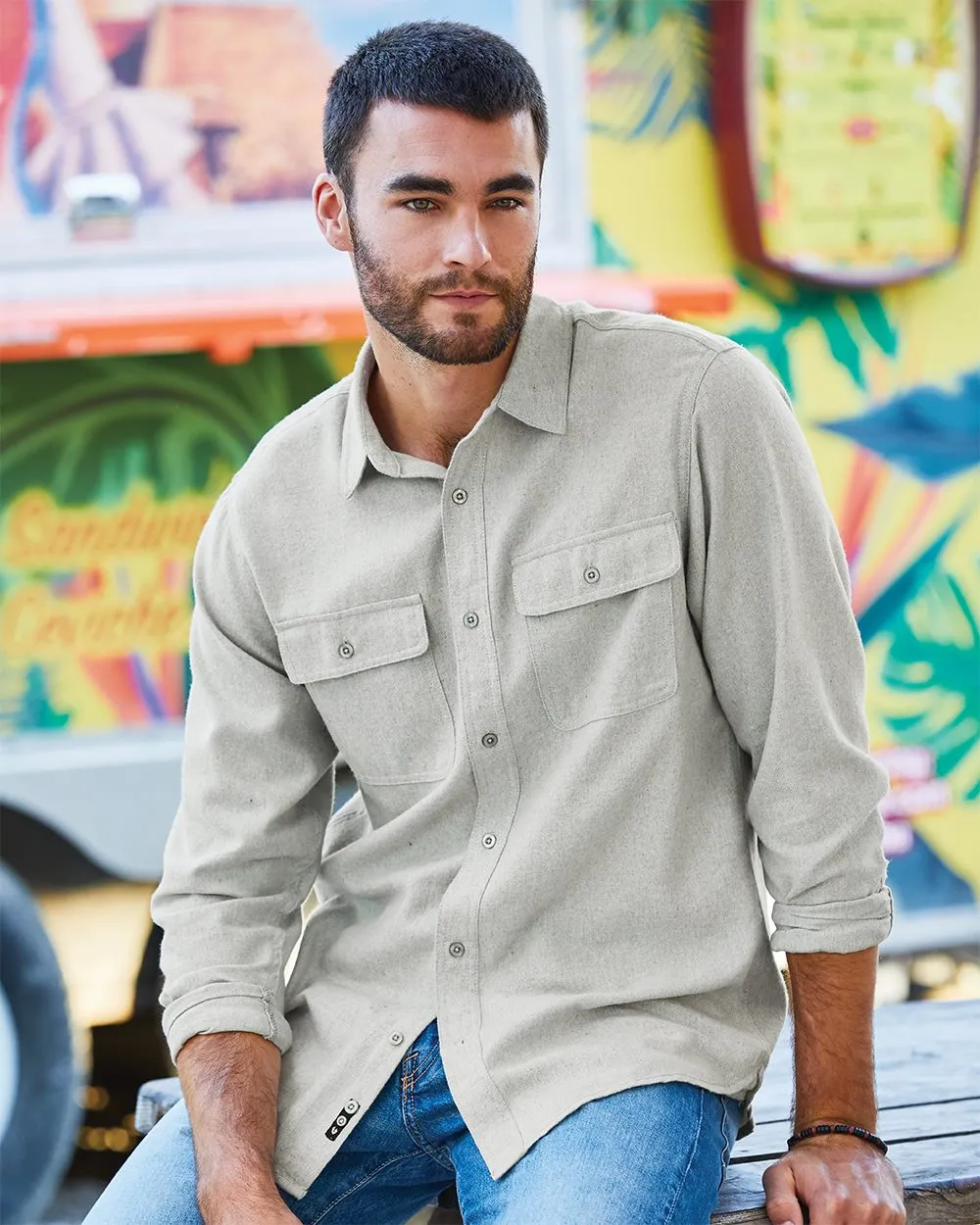 Burnside - Long Sleeve Solid Flannel Shirt* sold by T-Shirt Addicts