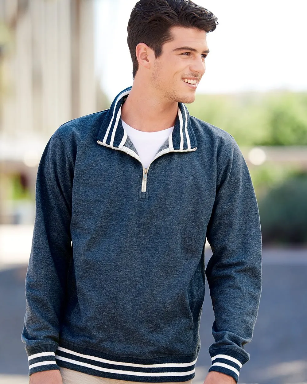 J. America - Relay Fleece Quarter-Zip Sweatshirt* sold by T-Shirt Addicts
