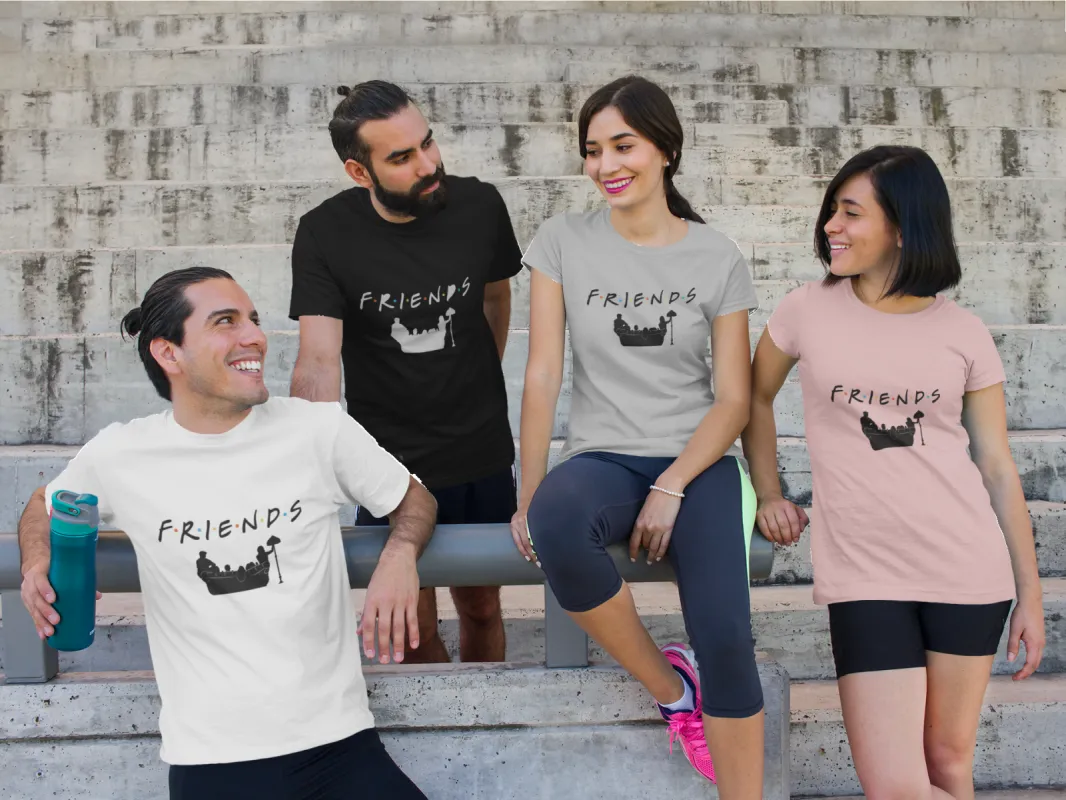 Friends (TV Show) Logo w/Cast and Couch Silhouette T-Shirt sold by T-Shirt Addicts