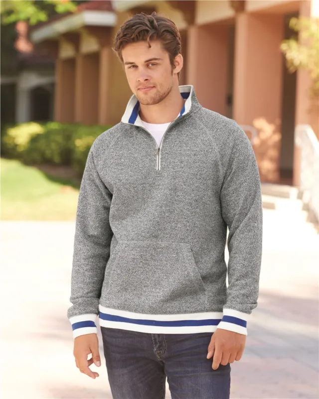 J. America Peppered Fleece Quarter-Zip Sweatshirt* sold by T-Shirt Addicts